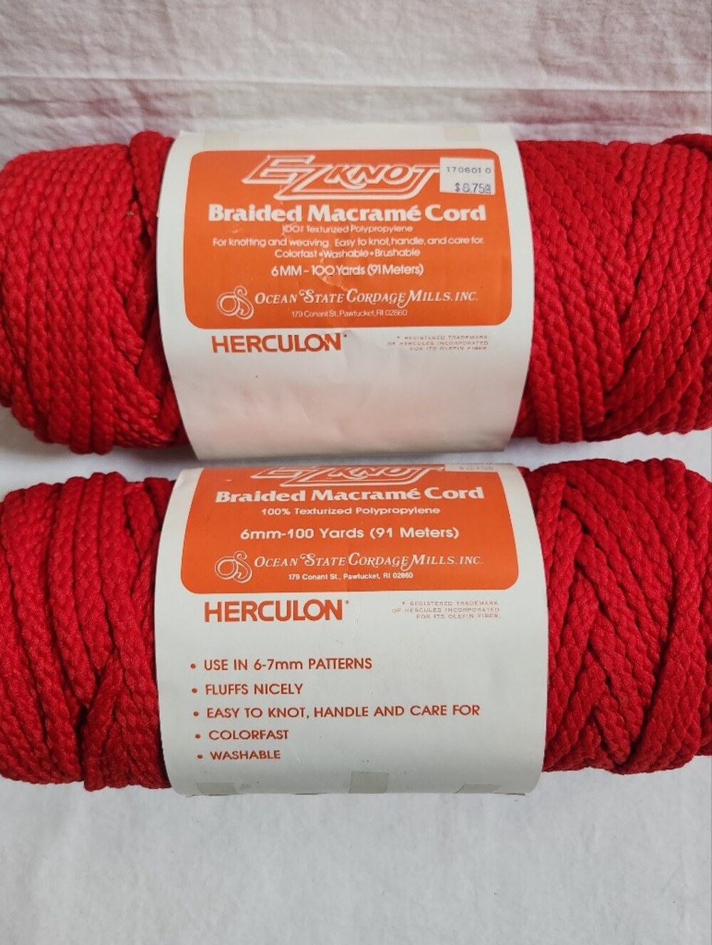 Herculon EZ Knot Braided Macrame Cord - Red